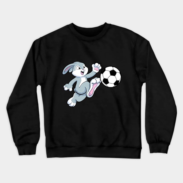 Rabbit as Soccer player with Soccer ball Crewneck Sweatshirt by Markus Schnabel